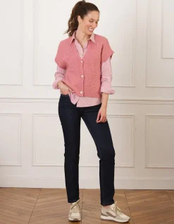 Chemisier coton rayé rose