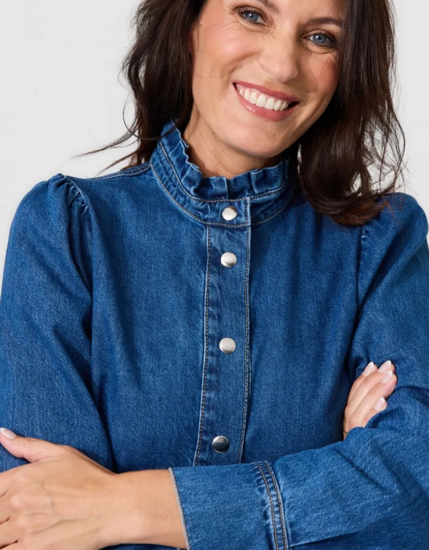 Chemisier jean coton bleu