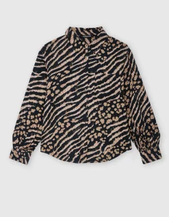Chemisier motif noir brun