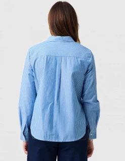 Chemisier rayé coton bleu
