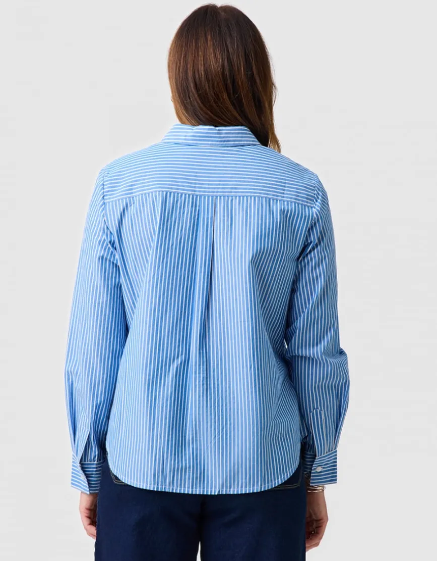 Chemisier rayé coton bleu