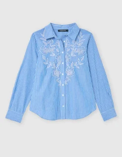 Chemisier rayé coton bleu
