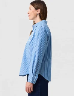 Chemisier rayé coton bleu