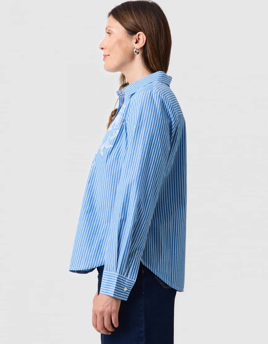 Chemisier rayé coton bleu