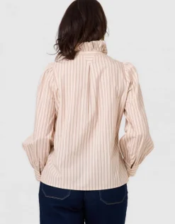 Chemisier rayures beige