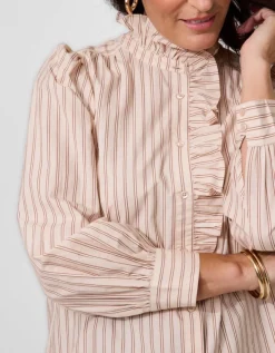Chemisier rayures beige