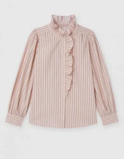Chemisier rayures beige