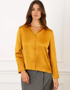 Chemisier satiné ocre