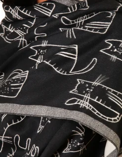 Echarpe noire motif chat