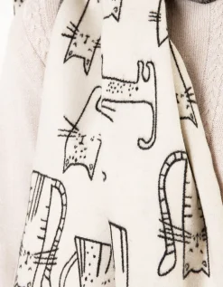 Echarpe noire motif chat