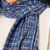 Echarpe tweed bleu