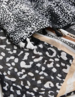 Foulard motif floral noir