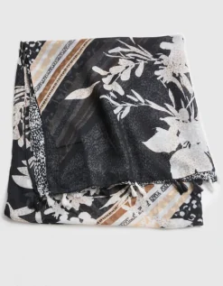 Foulard motif floral noir