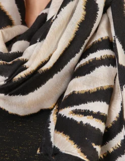 Foulard noir motif zèbre