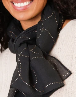 Foulard noir pois doré