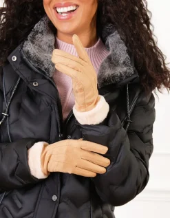 Gants camel suédine