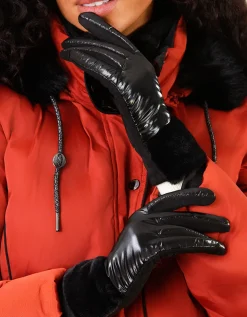 Gants noir laqué
