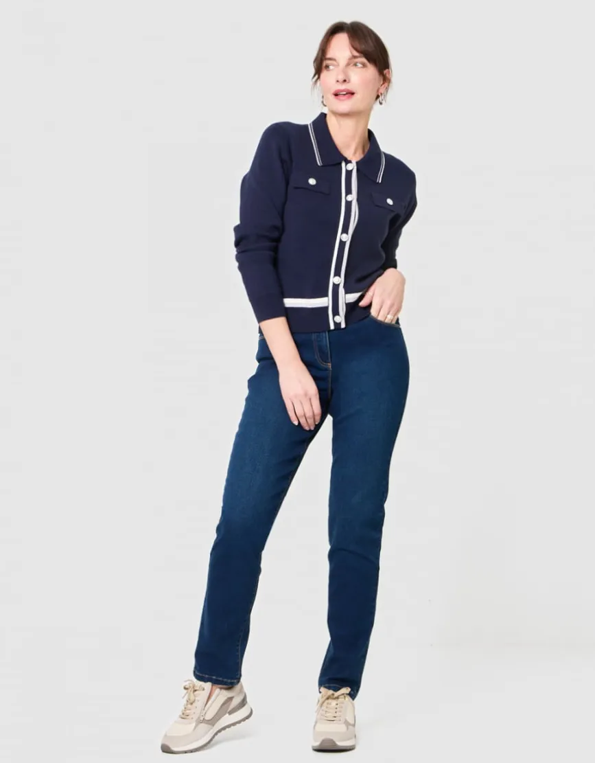 Gilet boutons bleu marine