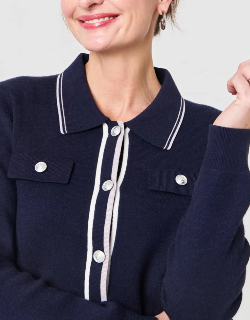Gilet boutons bleu marine