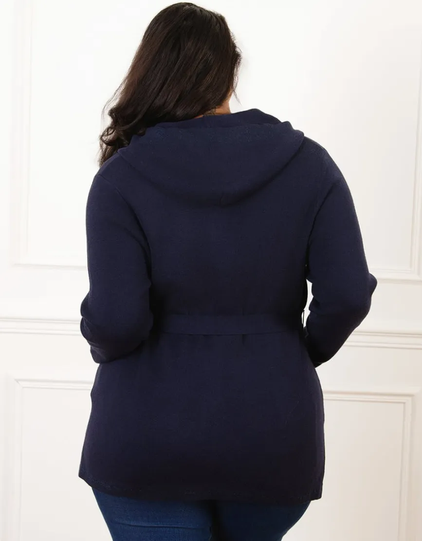 Gilet long boutons bleu