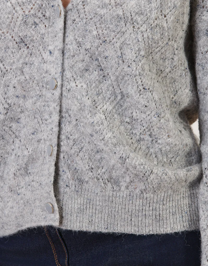 Gilet maille ajourée gris