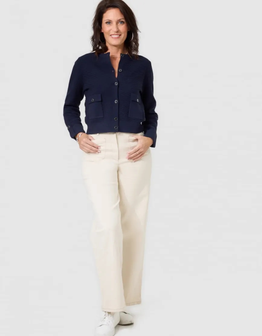 Gilet maille bouton bleu