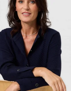 Gilet maille bouton bleu