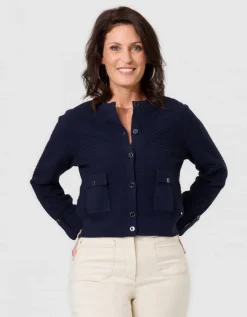 Gilet maille bouton bleu