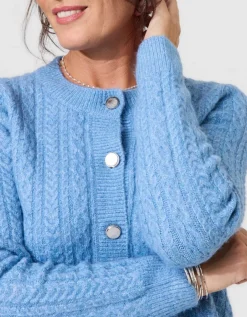 Gilet épais torsade bleu