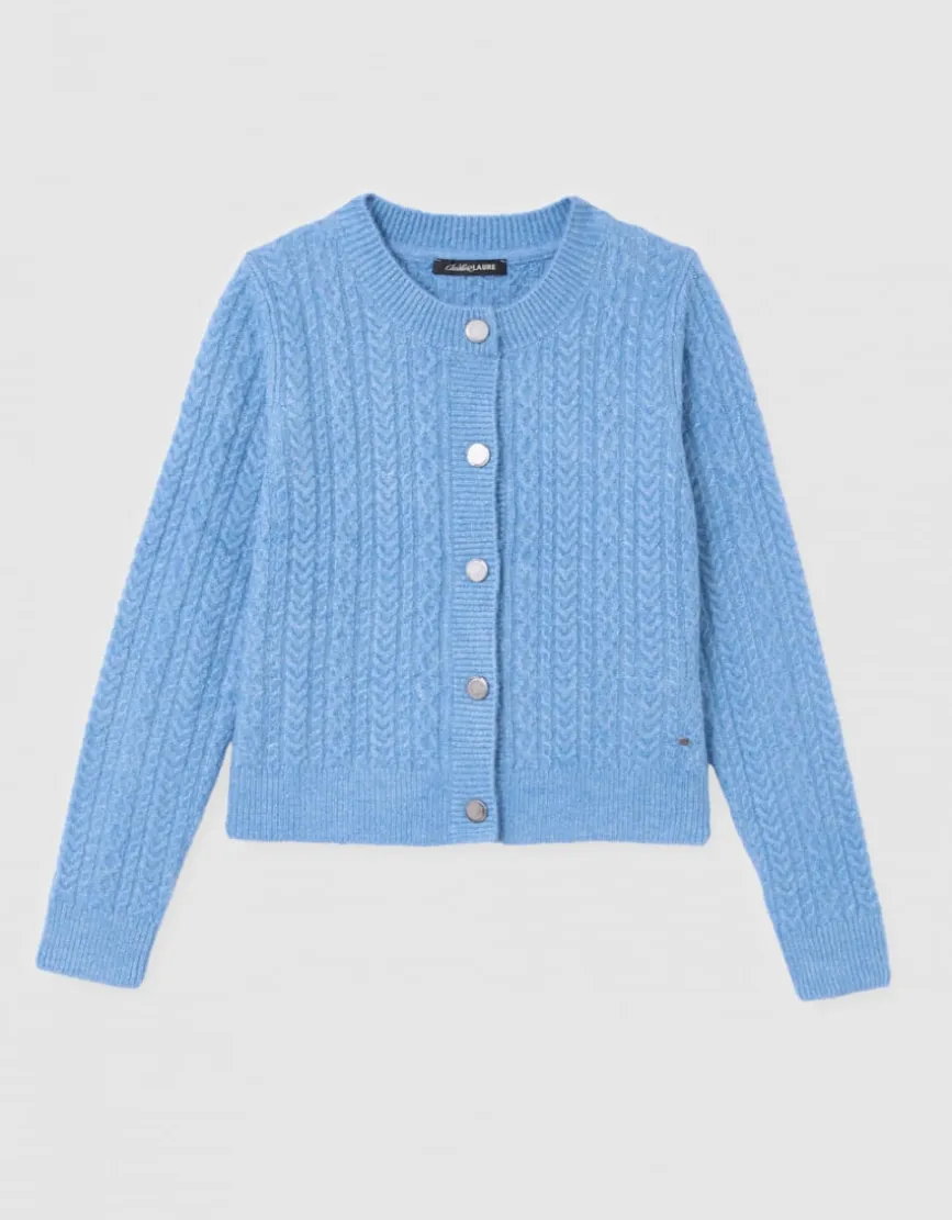 Gilet épais torsade bleu