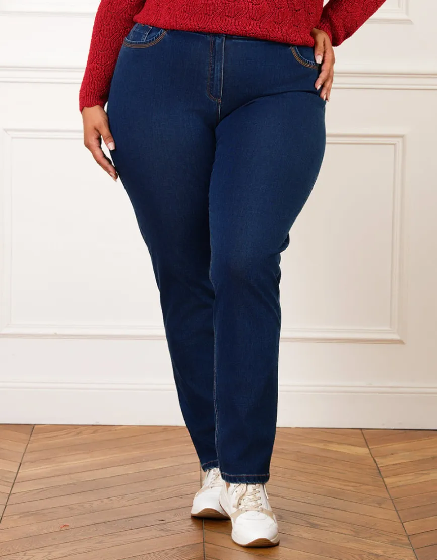 Jean droit bleu foncé