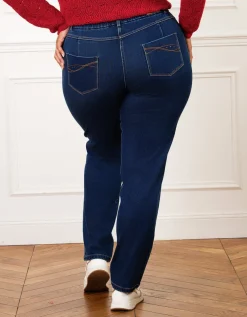 Jean droit bleu foncé