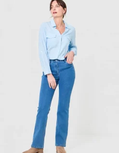 Jean flare coton bleu