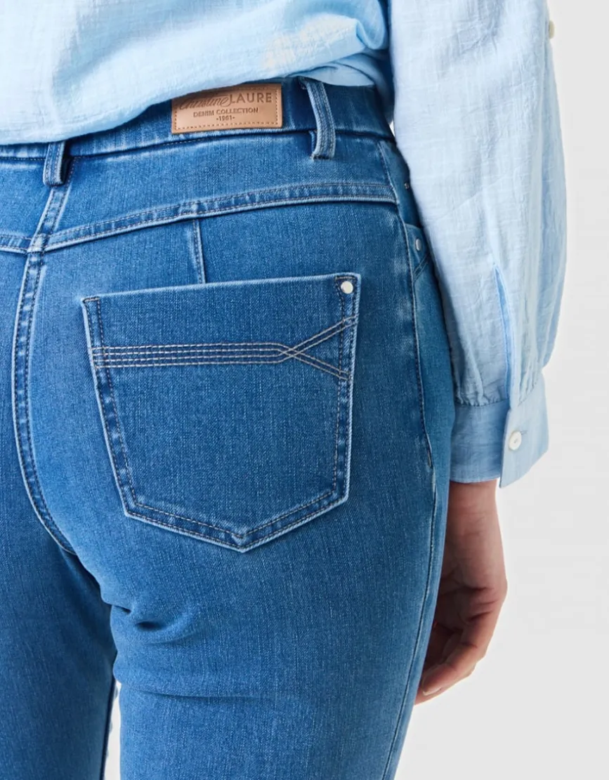 Jean flare coton bleu