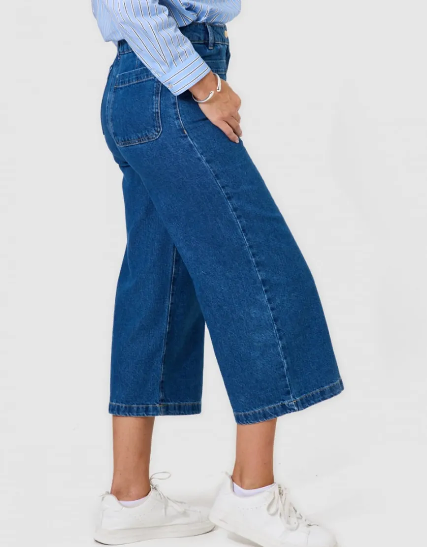 Jean large 7/8 bleu