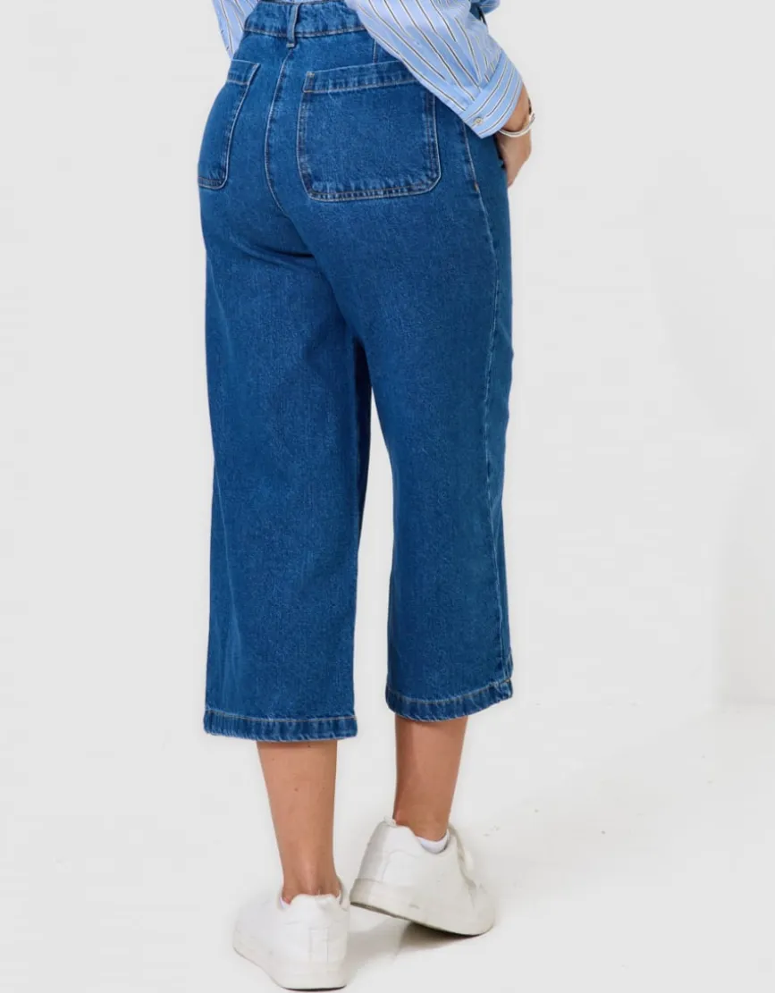 Jean large 7/8 bleu