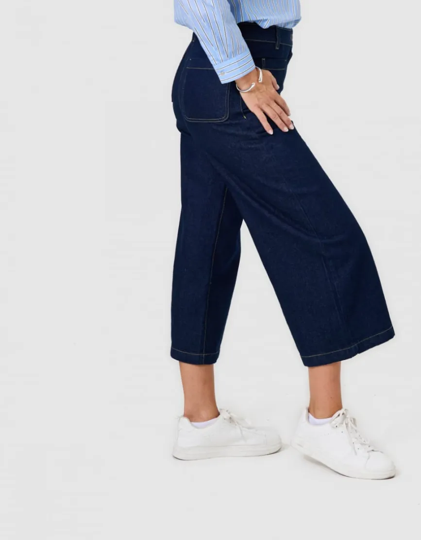 Jean large 7/8 bleu brut