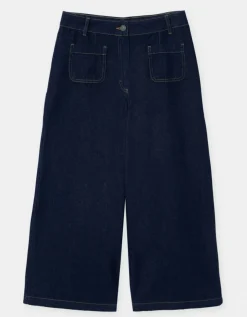 Jean large 7/8 bleu brut