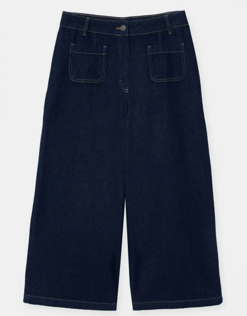 Jean large 7/8 bleu brut
