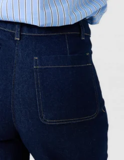 Jean large 7/8 bleu brut