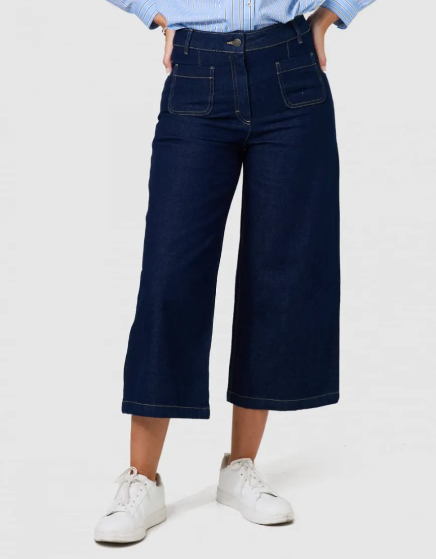Jean large 7/8 bleu brut