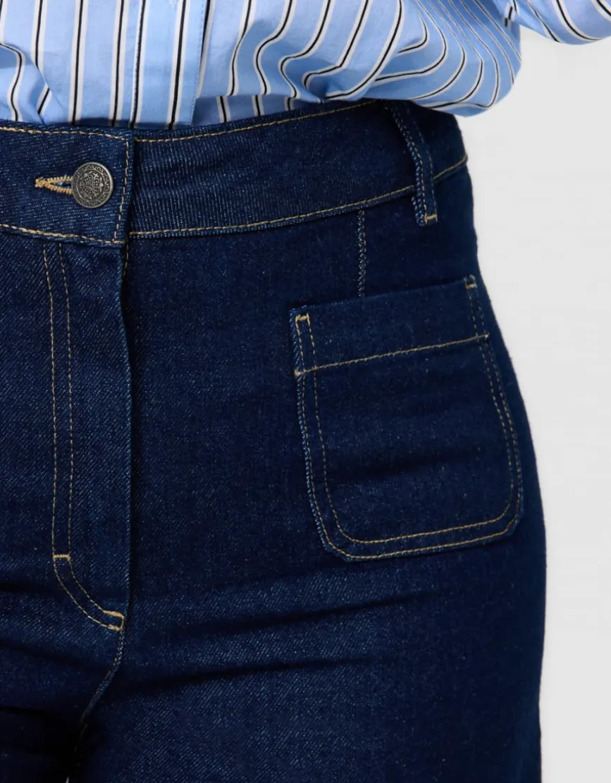 Jean large 7/8 bleu brut