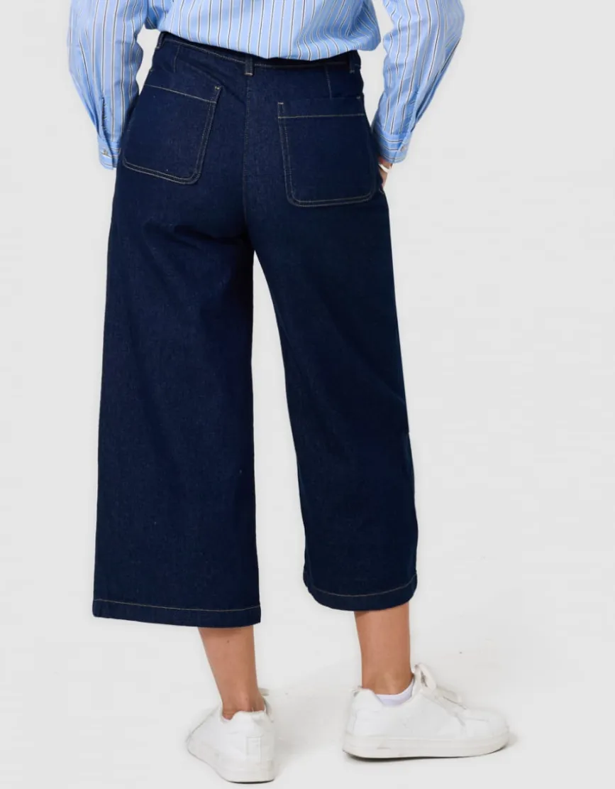 Jean large 7/8 bleu brut