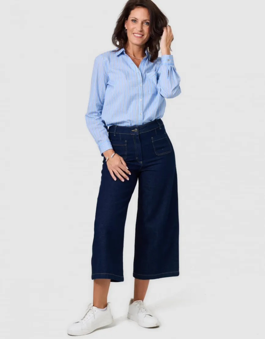Jean large 7/8 bleu brut