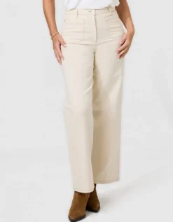 Jean large coton beige