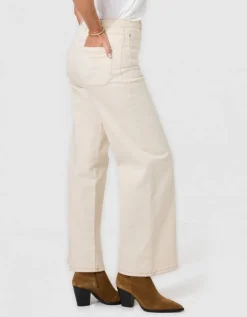 Jean large coton beige
