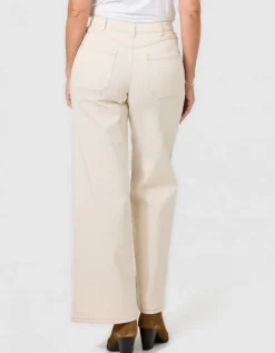 Jean large coton beige