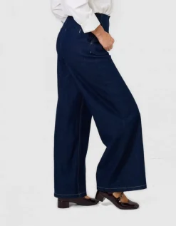 Jean large pince bleu