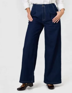 Jean large pince bleu