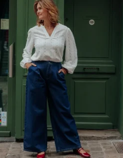 Jean large pince bleu